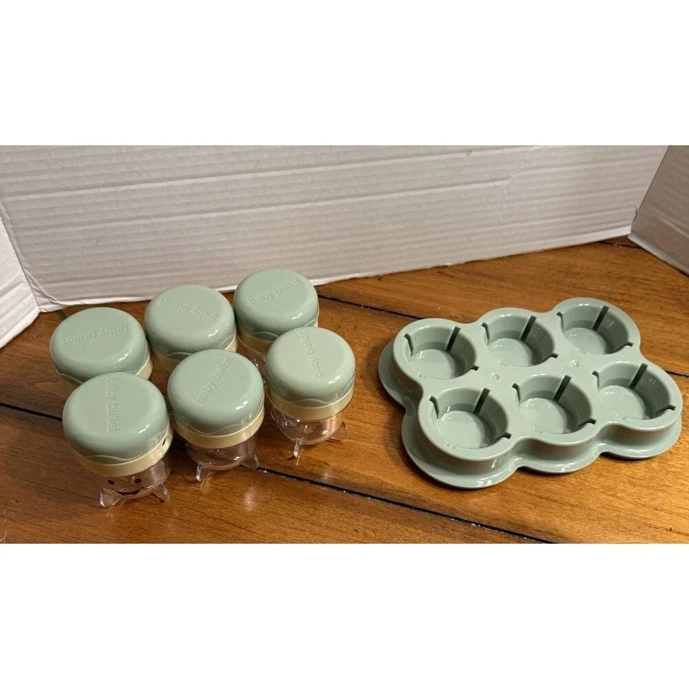 BABY BULLET 6 Storage Cups  Replacement Containers with Date Dial Lids And Tray